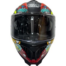 Sway Sw 865 Boom Black Colorful Güneş Vizörlü Full Face Motosiklet Kaskı - L