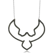 Cey jewelry Gümüş Kara Kartal Bayan Kolye