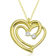 Cey jewelry Gümüş Gold Birleşmiş Kalpler Kadın Kolye