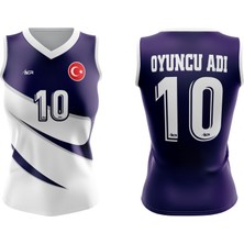 ACR Giyim Voleybol Forması Star Model - Kişiye Özel Isim ve Numara Yazılabilir, Dijital Baskı Tasarım Tek Üst