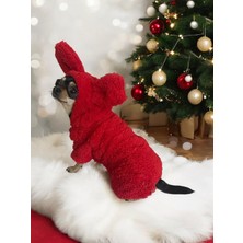 Kırmızı Içi Dışı Peluş Yılbaşı 2025 Noel Christmas Yılbaşı Köpek ve Kedi Kıyafeti, Köpek Tulumu