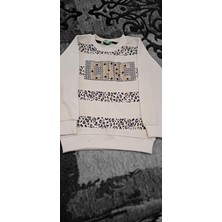 Kız Çocuk Puantiyeli Taşlı Sweatshirt