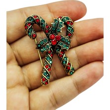 Bb Vintage Yılbaşı Şeker Kamışı Broş