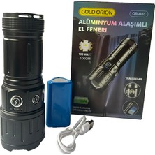 Tarez OR-B51 Şarjlı LED El Feneri, Güçlü El Feneri 50 Watt 8800 Mah Batarya