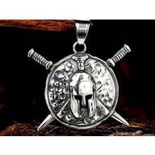 Vikings Paslanmaz Çelik Kolye Spartan Mask Kolye / Sparta Savaşçı Kolye / 70 cm Zincirli