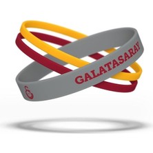 Galatasaray Lisanslı Çizgili Atkı ve 3`lü Bileklik Sarı-Kırmızı-Gri