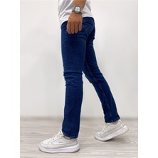 Erkek Klasik Lacivert Slim Fit Kot Pantolon