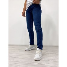 Erkek Klasik Lacivert Slim Fit Kot Pantolon