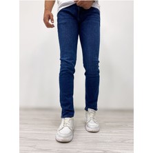 Erkek Klasik Lacivert Slim Fit Kot Pantolon