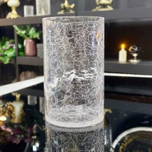 Paşabahçe Denizli El Imalatı Silindir Cam Vazo (Çatlama Desen Özel Tasarım)