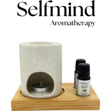 Aromaterapi Standı - 2 Uçucu Yağ Şişesi ve 1 Buhurdanlık Için- %100 Doğal Çam Ağacı 10 ml Şişe Uyumlu