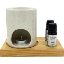 Aromaterapi Standı - 2 Uçucu Yağ Şişesi ve 1 Buhurdanlık Için- %100 Doğal Çam Ağacı 10 ml Şişe Uyumlu