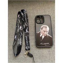 Lucek Cases iPhone 13 Pro Uyumlu  Mustafa Kemal Atatürk Tasarım Telefon Boyun Askılı Set Kılıf