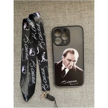 Lucek Cases iPhone 13 Pro Uyumlu  Mustafa Kemal Atatürk Tasarım Telefon Boyun Askılı Set Kılıf