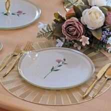 Glore Crocus Altın Yaldızlı 6 Kişilik Cam Servis Tabağı Takımı