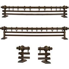 Rustik Ceviz Çift Raylı Ahşap Rustik Perde Askısı ve Alüminyum Rustik Borusu 300 cm