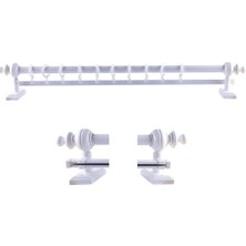 Officeofsy Rustik Beyaz Tek Raylı Ahşap Rustik Perde Askısı Ve Alüminyum Rustik Borusu 150 Cm