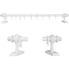 Rustik Beyaz Raysız Ahşap Rustik Perde Askısı ve Alüminyum Rustik Borusu 275 cm