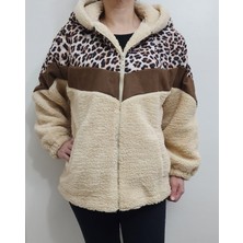 Arzu Has Butik Yeni Sezon Leopar Desenli Cepli Peluş Mont