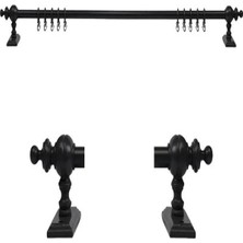 Rustiksiyah Raysız Ahşap Rustikperde Askısı ve Alüminyum Rustikborusu 250 cm