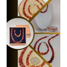 Yaşam Tohumu Galaksi Serisi Karnelyan Akik Taşı Kolye & Bileklik Seti