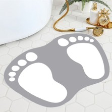 TeknoTrust Gri Beyaz Ayak İzi Paspası 40x60 Çift Parça Polyester Klasik Tasarım