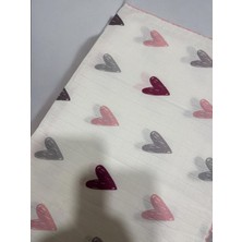 Oyalı Kalp Desen Tek Katlı Müslin