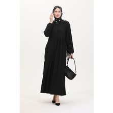 Sefa Merve Büzgülü Ferace 1027-01 Siyah