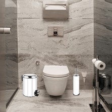 Elit Pedallı Çöp Kovası ve Tuvalet Fırçası Seti 3 Lt