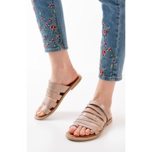 Ellolita Luxury Shoes 169-082 Nut   Deri Kadın Terlik