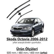 Inwells Skoda Octavia 2006-2012 Uyumlu Ön ve Arka Muz Silecek Seti