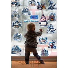 Kt Grup Yeni Yıl Mavi Sevimli Yılbaşı Figürleri Hoşgeldin 2025 Yeni Sezon Cam Kapı Duvar Sticker Seti