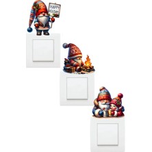 Kt Grup Yeni Yıl Yılbaşı Noel Baba Figürleri 3'lü Priz Sticker Seti