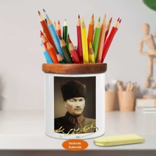 Asilmeydan Kalpaklı Üniformalı Mustafa Kemal Paşa Ahşap Seramik Kalemlik 33