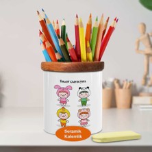 Asilmeydan Kawaii Sevimli Çocuklar Ahşaplı Seramik Kalemlik - 2148109060
