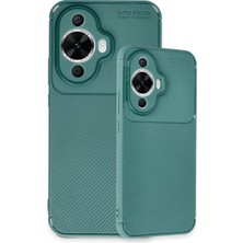 Newface Huawei Nova 12S Kılıf Auto Focus Karbon Kapak - Koyu Yeşil 13