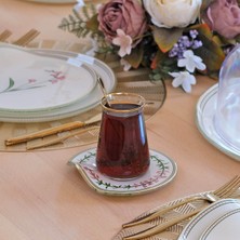 Glore Crocus Altın Yaldızlı 12 Parça 6 Kişilik Cam Çay Takımı