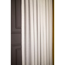 Taç Naturel Keten Tül Perde, 1/3 Sık Pile Ekru - 100 x 260 cm