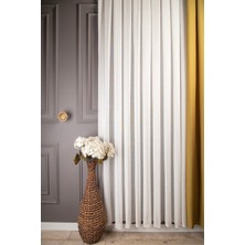 Evdepo Home Naturel Keten Tül Perde, 1/2,5 Normal (Orta) Pile Ekru - 100 x 200 cm