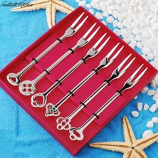 Haitn 6 Parça Tatlı Yemek Bar Çatalları Set 2 Tines Meyve Salatası Çatal Çatal Sofra Takımı Yüksek Kalite Paslanmaz Çelik Ayna Parlatma | Salata Çatal | Fork Çatal Çatal Çatal (Yurt Dışından)