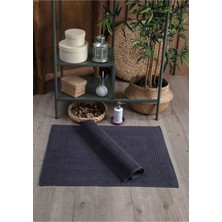 TeknoTrust 2'li Pamuk Ayak Havlusu Seti, 50x70 cm, Çizgili ve Çerçeveli, Antrasit renk