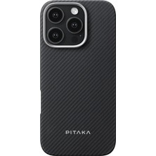 Pitaka iPhone 16 Pro Kılıf Magsafeli 600D Aramid Fiber Ultra-Slim Classic Serisi Black-Grey Twill