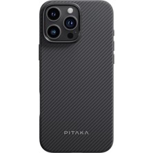 Pitaka iPhone 16 Pro Kılıf Magsafeli Aramid Fiber Military-Grade Classic Serisi Black-Grey Twill