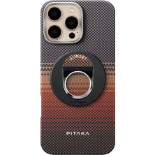 Pitaka iPhone 16 Pro Kılıf Magsafeli Yüzük Standlı Aramid Fiber Tactile Woven Sunset Kapak