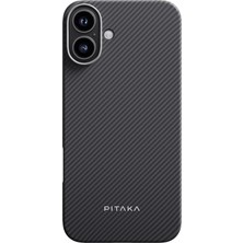 Pitaka iPhone 16 Plus Kılıf Magsafeli 600D Aramid Fiber Ultra-Slim Classic Serisi Black-Grey Twill