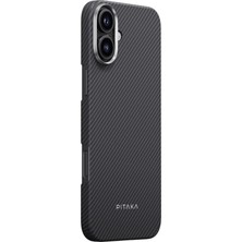 Pitaka iPhone 16 Plus Kılıf Magsafeli 600D Aramid Fiber Ultra-Slim Classic Serisi Black-Grey Twill