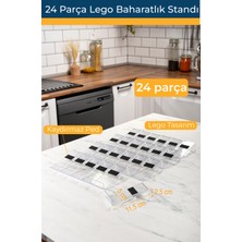 Mienda Home 24'lü Şeffaf Kristal LEGO Stand Baharatlık Standı Çok Amaçlı Düzenleyici Organizer