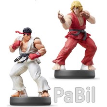 Pabil Street Fighter Aksiyon Figür Oyuncak Hediyelik 9 cm - 2 Li Set - Ryu ve Ken