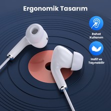 1Hora AUT123 3.5mm Kulak İçi Kablolu Kulaklık JS001 - Ergonomik Tasarım - Mikrofonlu - Beyaz