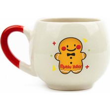Palto Tasarım Gingerbread Cookie Krem Parlak Balon Kupa No:12-Yılbaşı Temalı Kupa